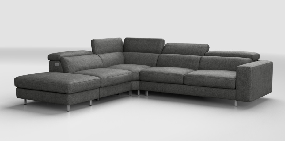 Gazzano - large corner sofa with 1 electric recliner - left peninsula